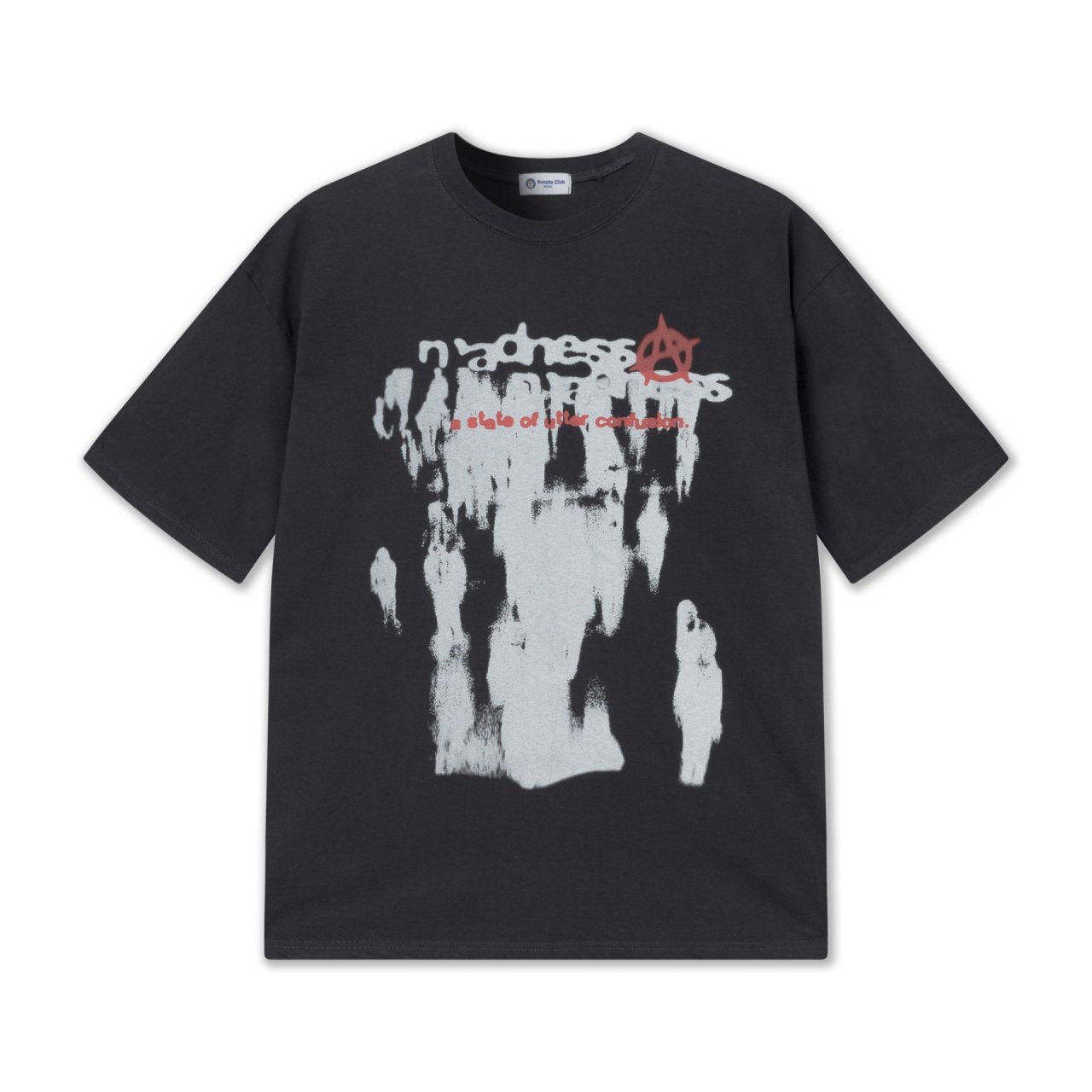 Gothic Korean streetwear tee with bold English writing.