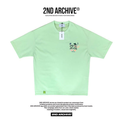 Cool 2nd Archive T-shirt with cute cat and doodle design.