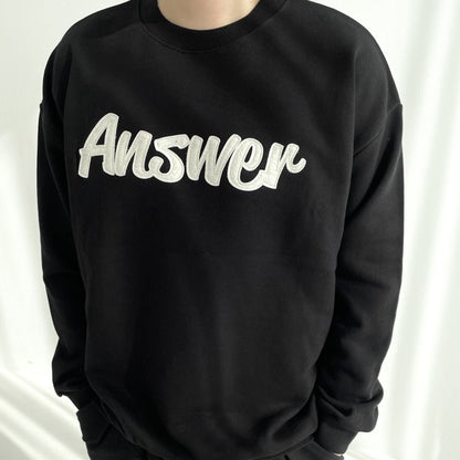 [Potato Club]  "Answer"  Embroidered  English Lettering Sweater (PTC17)