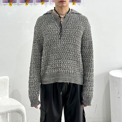 Korean gray knit sweater, stylish.