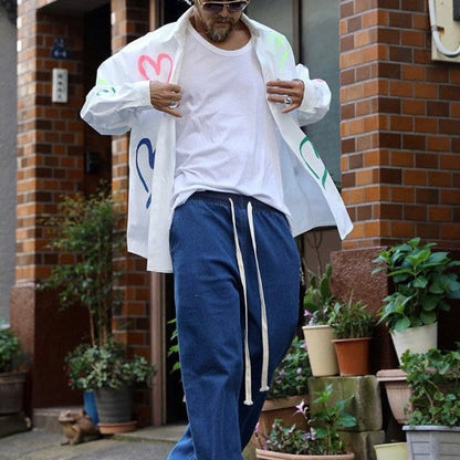 Korean model wearing white collared street fashion shirt. 