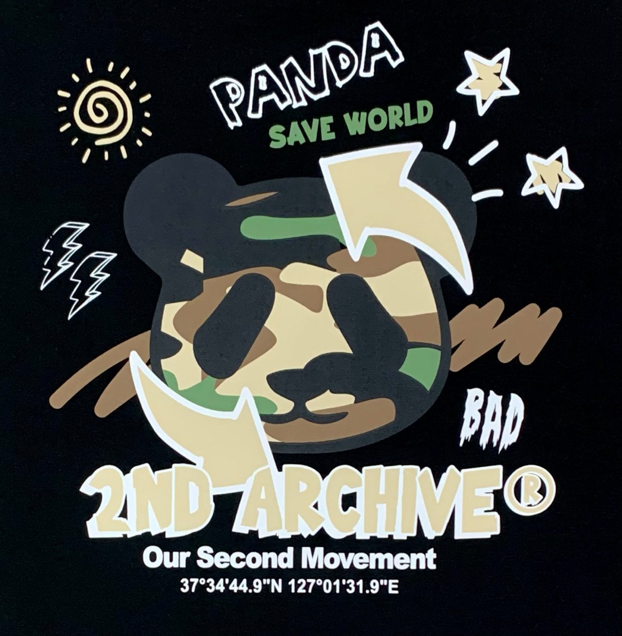 2nd Archive panda bear graphic with logo. 