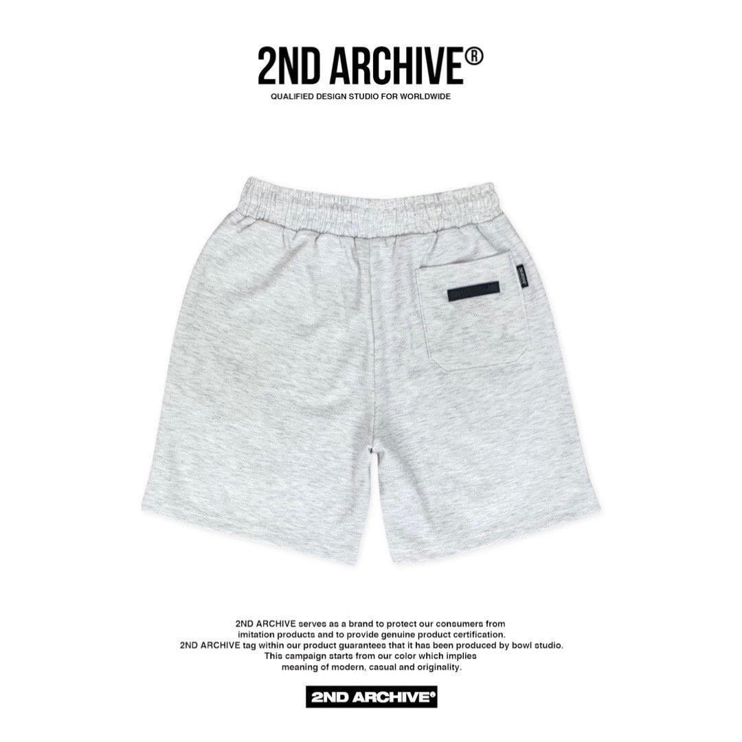 back facing light gray shorts from Korean street fashion brand Second Archive. 