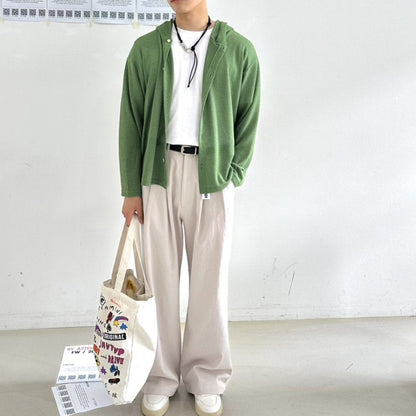 Beige oversized street slacks, Korean made.