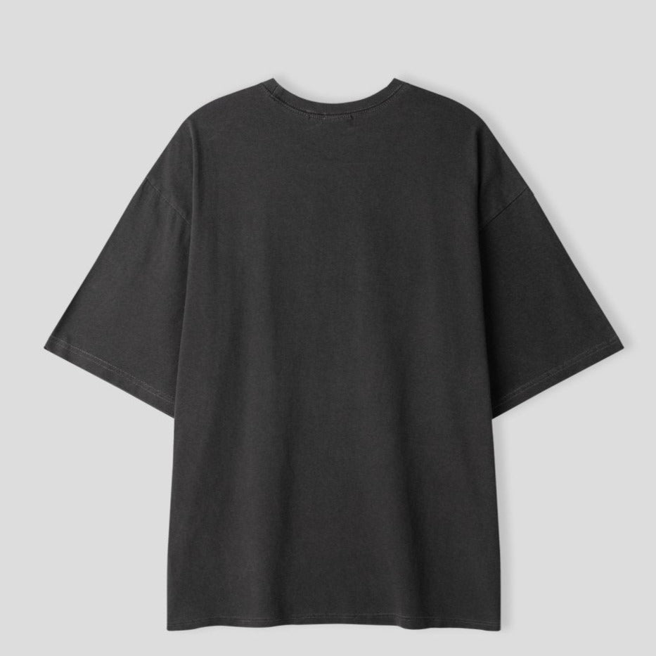 Plain black back of t shirt made in Korea.