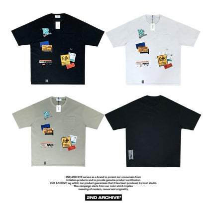 ワンポイントラベルが映えるストリート系オーバーサイズTシャツ