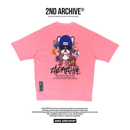 Pink men's graphic t shirt with cool logo. Made in Korea. 