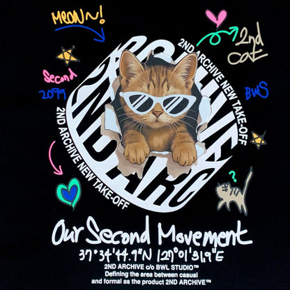 [2nd Archive]サークルロゴのクールな猫のTシャツ(SAB117)