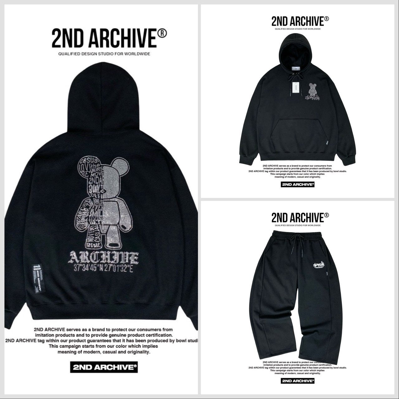 ストリート風コーデに合わせたスタッズハーフベアパーカーの全身写真