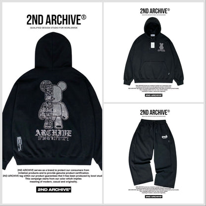 ストリート風コーデに合わせたスタッズハーフベアパーカーの全身写真