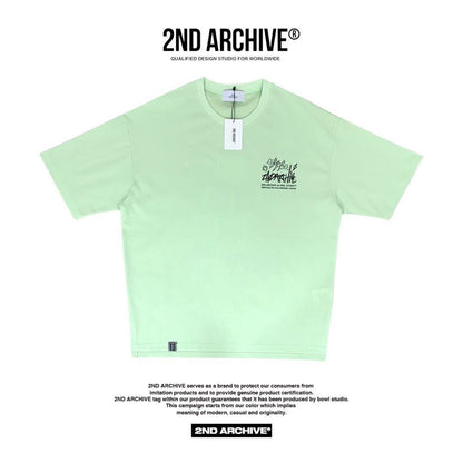 2nd Archive penguin sketch T-shirt, trendy Korean style.