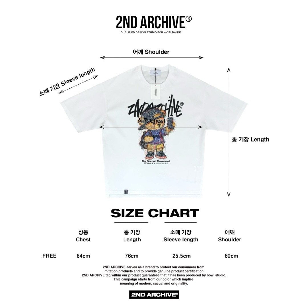 韓国で大人気！2nd ArchiveのユニークなベアグラフィックTシャツ