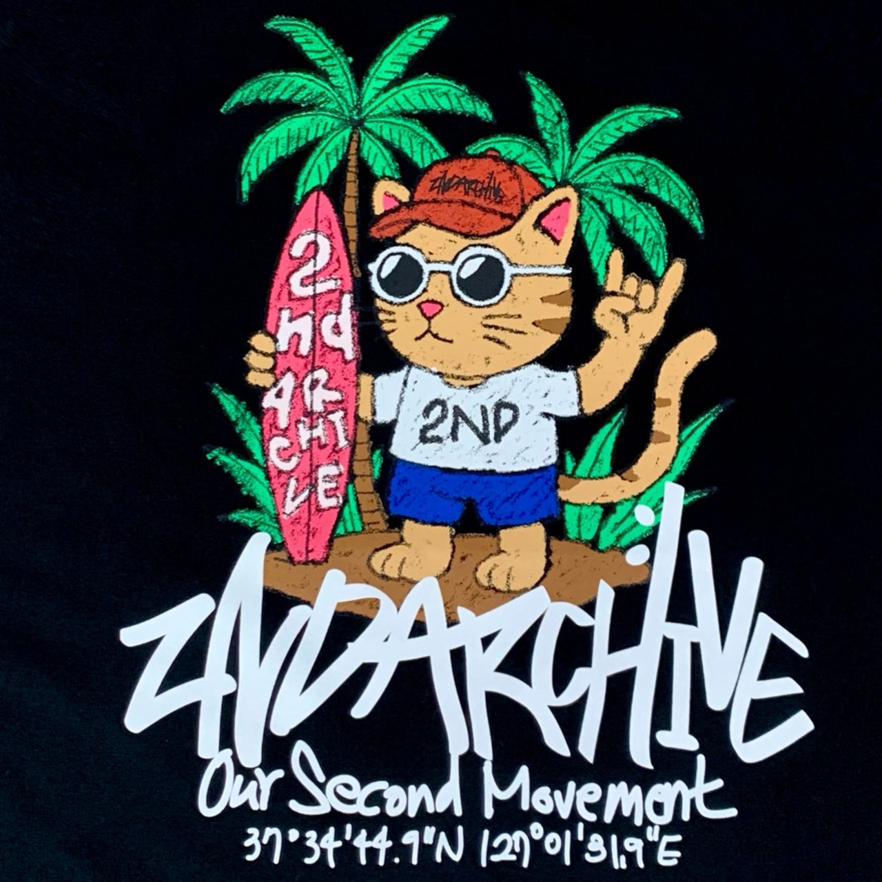 [2nd Archive] Surfing Cat Sleeveless T-shirt (SAB114)