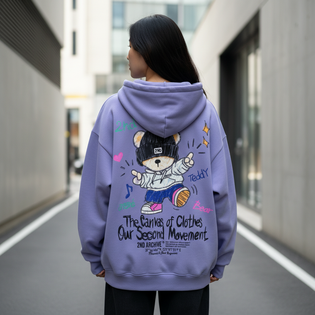 Knit Cap Bear Zip Hoodie - Back