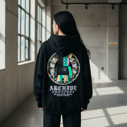 Military Circle Teddy Bear Hoodie - Back