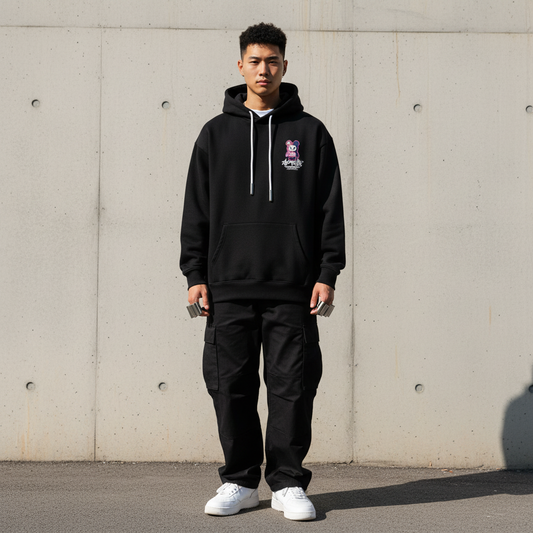 Pink Leopard Bear Hoodie - Front