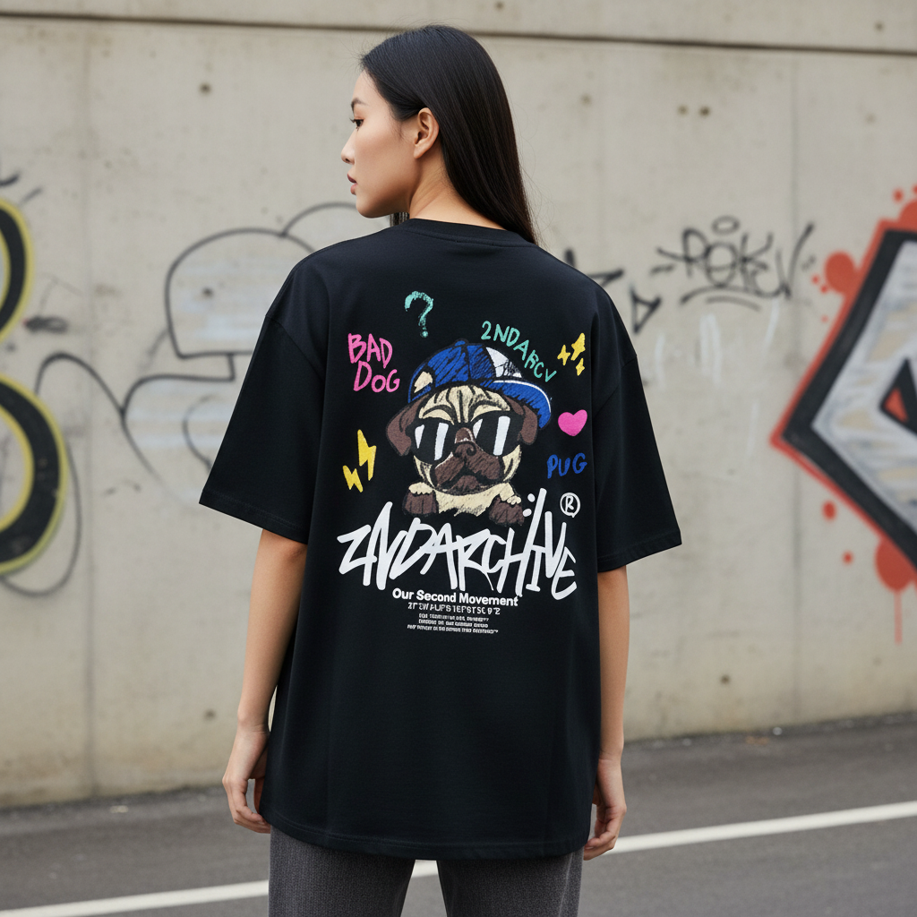 Pug Crayon T-shirt - Back View