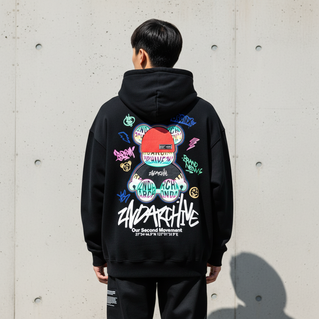 Red Label Knit Bear Hoodie - Back