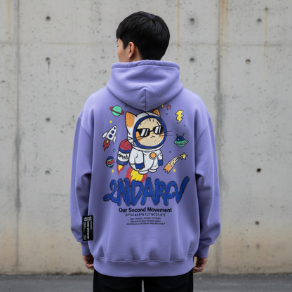 Rocket Cat Crayon Hoodie - Back