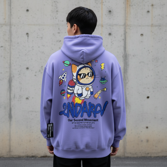Rocket Cat Crayon Hoodie - Back